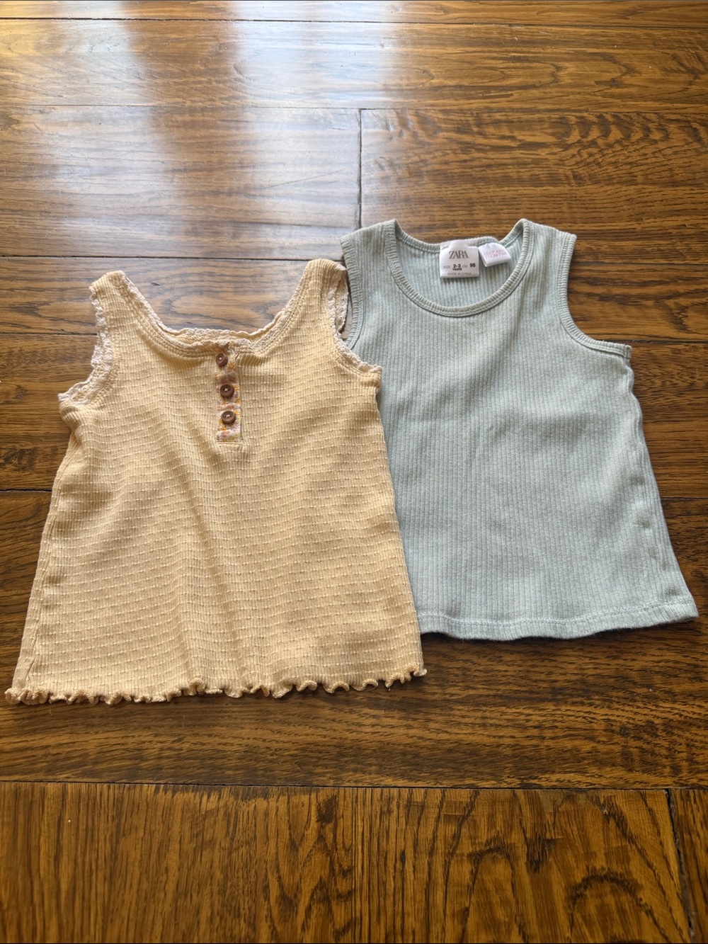 Zara Ribbed Tank Top in Light Blue & Yellow- 2-Pack